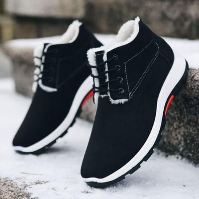Nouvelles bottes de neige d'hiver bottes chaudes confortables bottines chaussures en coton résistantes à l'usure bottes de neige pour hommes bottines en velours 40 noir