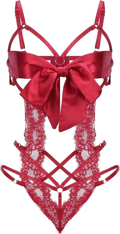 Sexy Lingerieset voor Dames met Strik en Kanten - Perfect voor Valentijnsdag en Romantische Avonden