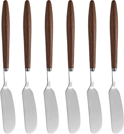 House of Husk Botermesjes met Walnoot Handvat - RVS - Botermes - Smeermessen - Tapas Mesjes - 6 Stuks