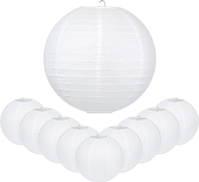 20 Stuks Witte Papieren Lantaarns van 25 cm - Rond Lampion voor Bruiloften, Verjaardagen en Feesten