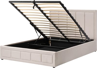 QUIBERON - Bed met opbergruimte - Beige - 140 x 200 cm - Polyester