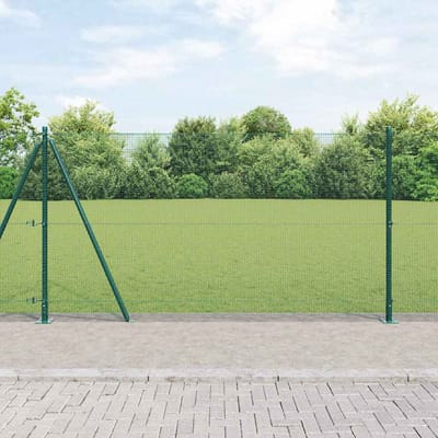 vidaXL - gelast - draadhek - met - betonnen - voetstuk - 10 - x - 1,2 - m - Groen - Mesh