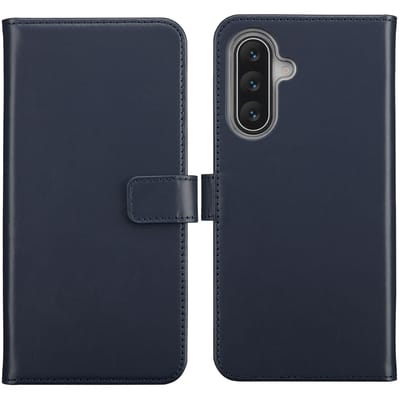 Selencia Hoesje - Geschikt voor Samsung Galaxy A17 (5G) / A17 (4G) - Echt Lederen Bookcase - Blauw