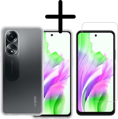 Hoesje Met Screenprotector - Geschikt voor OPPO A58 - Sterk & Shockproof - Back Cover - Siliconen Case - Telefoon Hoes - Transparant