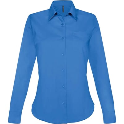 Kariban Overhemd in onderhoudsvriendelijk polykatoen-popeline dames K549 - Light Royal Blue - S