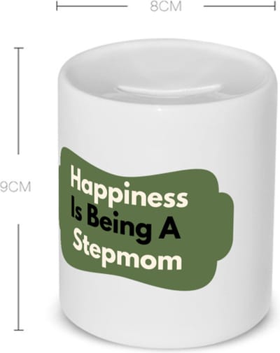 Akyol - happiness is being a stepmom Spaarpot - Moeder - de liefste stiefmoeder - moeder cadeautjes - moederdag - verjaardag - geschenk - kado - 350 ML inhoud
