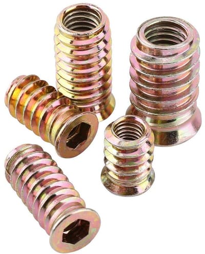 Dailygoods- Steekmoeren Set van 20 Stuks - M6/M8/M10 - Zeskant Moeren - Zinklegering - Houten Inzetstukken - Buitendraad