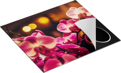 Chefcare Inductie Beschermer Roze Orchidee Bloemen - 60x50 cm - Afdekplaat Inductie - Kookplaat Beschermer - Inductie Mat