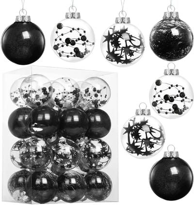 VT Goods - Kerstballen - 24 Stuks - Glanzend en Modern - Zwart - Perfect voor Kerstdecoratie - Hoogwaardige Plastic Ballen - Geschikt voor Binnen en..