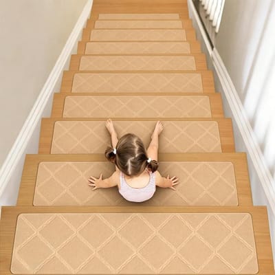 Trapmatten set - Antislip treden - Veilig Lopen - Zelfklevend en herbruikbaar - 15 stuks 55x19cm - Beige