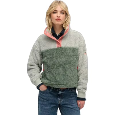 Superdry - Superzachte kraagloze Mash Up trui - Dames - Truien