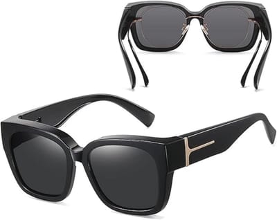 Gepolariseerde Unisex Zonnebril voor Brildragers - Grote Zonnebril met UV400 Bescherming voor Golf, Vissen, Boottochten, Wandelen en Rijden