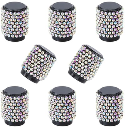 Dailygoody - Auto Wiel Band Ventieldoppen - Strass - Rubber - Crystal AB - Universele Band Valve Stem Cover Caps - Geschikt voor Auto's Vrachtwagens M.