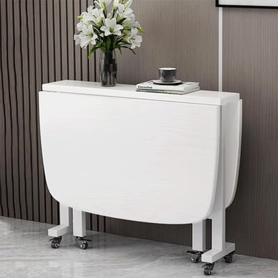 Opvouwbare Eettafel - Uitschuifbare Tafel - Ruimtebesparend Wonen - Met Verrijdbare Wielen - 100x60cm of 120x70cm - Wit