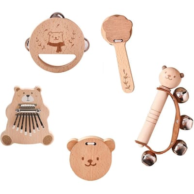 6-delige Muziekinstrumenten Sets Montessori Muziek Baby 0 12 Maanden Speelgoed Trommel Xylofoon Kinderen Vroeg Educatief Houten Instrumenten Speelgoed