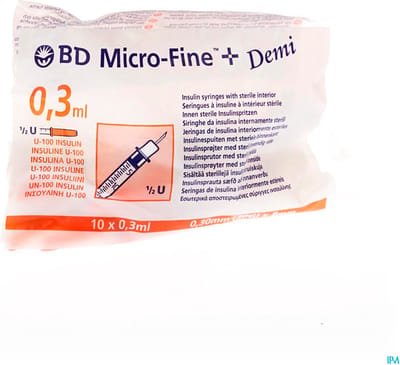 BD Microfine+ Insulinespuit 0,3 ml met naald 0,3mm x 8 mm- 10 stuks - injectiespuit met naald