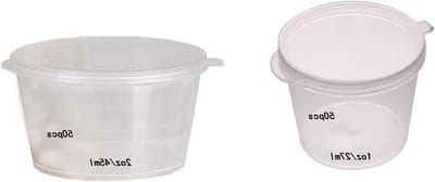 100 Stuks Wegwerp Saucepot met Scharnierdeksel - Lekvrije Condiment Container voor Sauzen, Chutney en Ketchup - 1oz / 2oz Formaat