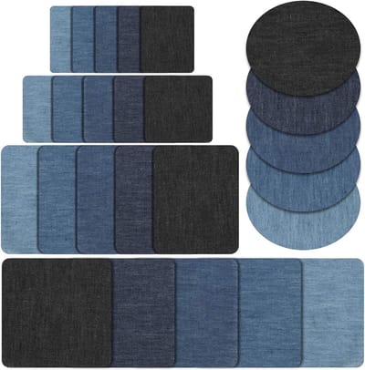 DIY Kleding Reparatie Set - Katoenen Patches voor Denim - Strijkapplicaties voor Jeans - 25 Stuks
