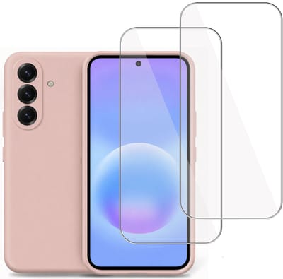 Technow hoesje + 2x Screenprotector geschikt voor Samsung Galaxy A37 – Tempered Glass - Liquid Back Case - Cover - Roze