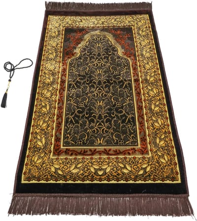 FIRASET Islamitische Gebedskleed – Seccade – Turkse Zachte Dunne Gebedsmat – Janamaz Sajada – Inclusief Gebedskralen – Ramadan & Eid Geschenk voor Mannen en Vrouwen – 66x110 cm