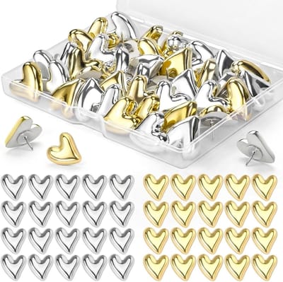 Decoratieve muurpunaise set van 50 stuks in goud en zilver voor kurkborden, ideaal voor posters, foto's en schoolprojecten