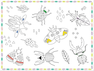 Folat - Placemats kleurplaten buzzing bugs - 6 stuks