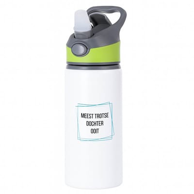 Hacebo® - meest trotse dochter ooit waterfles met rietje groen - Dochter - trotse dochter - verjaardagscadeau - verjaardag - cadeau - cadeautje voor dochter - dochter artikelen - kado - geschenk - gift - water fles - 650ML