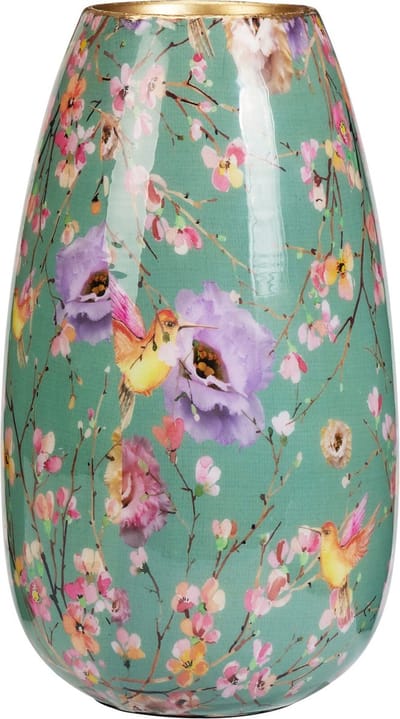Vaas Flower Bouquet - bloemenprint goud - metaal/emaille - bloemenvaas
