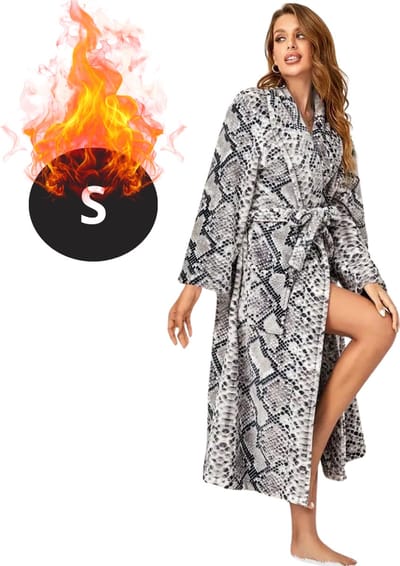 Bovista Badjas Dames - Fleece - Katoen - Badstof - Sauna - Hamam - Wafel - Bathrobe - Duster - Ochtendjas - Spa - Kimono - Zwart Wit S