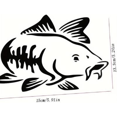 1 Stuk Leuke en Schattige Karper Karper Stickers, Autodecoratie Stickers zwart