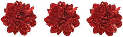 Decoris Kerstboom bloem - 4x stuks - op clip - rood - 16 cm - kunststof - kerstversiering - rode decoratie bloemen