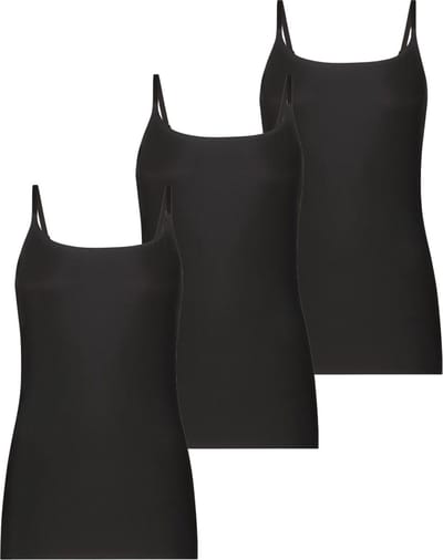 Ten Cate 3-pack Secrets spaghetti hemd naadloos 30249 - Voordeelverpakking - Aanbieding - Zwart / XL