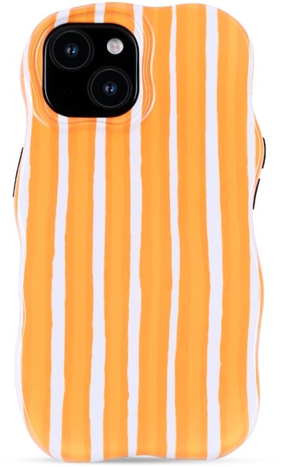Casemania Hoesje Geschikt voor Apple iPhone 14 - Wave Back Cover Case - Oranje - Golvend Telefoonhoesje met Shockproof Bescherming