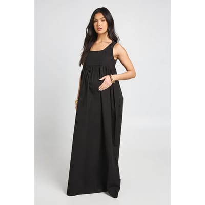 boohoo Dames Zwangerschaps Maxi Jurk Met Vierkante Hals | Zwart | Maat: 38