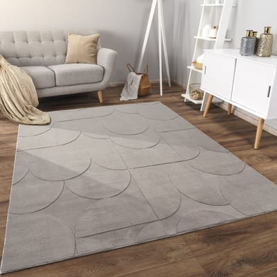 Flycarpets Zacht fluffy vloerkleed - Lely Modern Grijs - 120x160 cm - Laagpolig Tapijt Woonkamer / Slaapkamer / Kinderkamer
