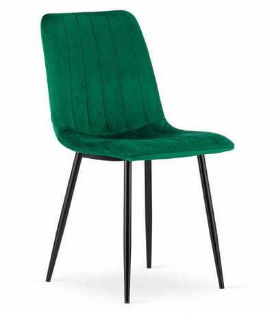 Eetkamerstoel LAVA - Groen - Zwarte Metalen Poten - Velvet Bekleding - Industriële Stijl, Max. 110 kg, Ergonomisch Design, Comfortabele Zitting