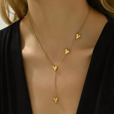 Dames Ketting met Hartjes Hanger - Roestvrijstaal - Verstelbare Lengte - Perfect Cadeau voor Vrouwen, Meisjes, Valentijn, Moederdag & Speciale Gelegenheden