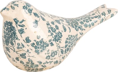 Clayre & Eef Decoratie Beeld Vogel 22x9x12 cm Beige Keramiek