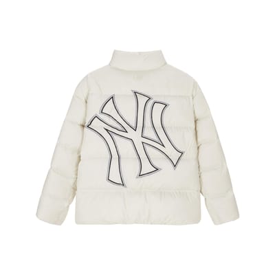 Veste matelassée à manches longues MLB New York Yankees Impression gel au dos Logo évidé Col montant Unisexe Veste 3ADJB0436-50CRS XS gray