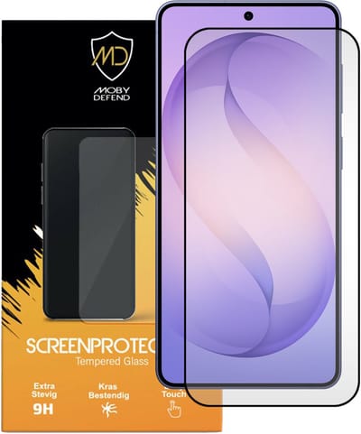 MobyDefend Screenprotector - Geschikt voor Samsung Galaxy S26 Plus (S26+) - Screensaver Met Zwarte Randen - Gehard Glas