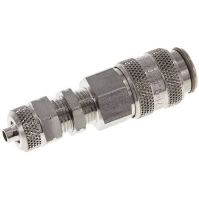 RVS 306L DN 5 Luchtkoppeling Snelkoppeling 4x6 mm Push-On Schotkoppeling Double Shut-Off - CLS5-NB-SSL-SV-P-4