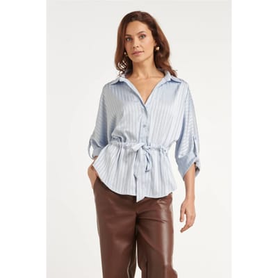 Smashed Lemon Blouse met structuurstreep en tailleceintuur |