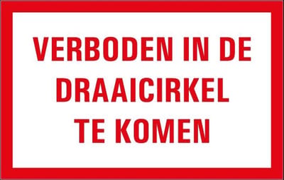 Verboden in de draaicirkel te komen tekstbord - kunststof 200 x 125 mm