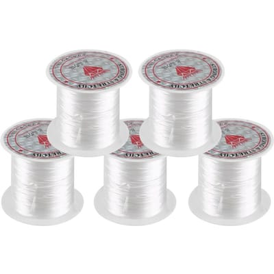 5 Rouleaux Fil de Cristal Fil pour Enfiler les Perles Matériel de Bijouterie Fil Élastique pour DIY Bijoux (blanc) white