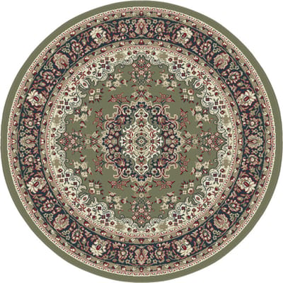 Nain Klassiek Medaillon - Rond - Laagpolig Oosters Vloerkleed - Vintage Tapijt - Groen- 160 CM Ø