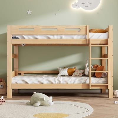 Stapelbed - Kinderbed - Kinderkamer Inrichten - Flexibel Ontwerp - 90x200 cm - Naturel