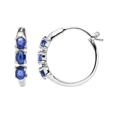 Vira Jewels Ohrringe Silber 925 rhodiniert mit 6 blauen Saphir-Steinen