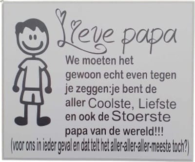 Tekstbord - spreukenbord lieve papa stoer - lief - cool
