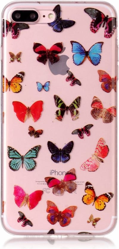 Peachy Vlinders TPU hoesje transparant case geschikt voor iPhone 7 Plus 8 Plus - Kleurrijk
