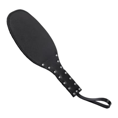 Rimba- Lederen Plak - Paddle - Handvat met Studs - Zwart